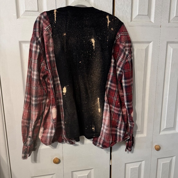 Sex Pistols Upcycled Bleached Graphic Tee & Flannel Shirt - Size S-3XL - Picture 3 of 3